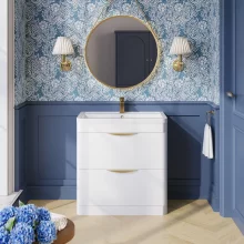 Nuie White 600mm Two Drawer Vanity Unit With Ceramic Basin