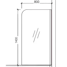 Aquadart Venturi 8 Smoked Black Glass Square Edge Bath Shower Screen - 1400 x 800mm
