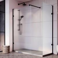 Supreme 1200mm Fluted Wetroom Panel & Support Bar - Brushed Brass