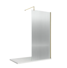 Nuie Fluted 900mm Brushed Brass Wetroom Screen with Support Bar