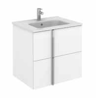 Royo Onix 600mm 2 Drawer Wall Unit and Ceramic Basin in Gloss White