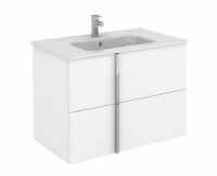 Royo Onix 800mm 2 Drawer Wall Unit and Ceramic Basin in Gloss White