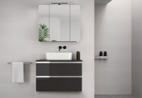 Royo Elegance 455mm Wall Hung Cloakroom Unit with Mirror in Gloss Grey