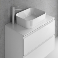 Royo Vitale 1200mm 4 Drawer Wall Unit & Double Square Ceramic Basin in Gloss White
