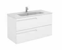 Royo Vitale 1000mm 2 Drawer Wall Unit and Square Ceramic Basin in Gloss White