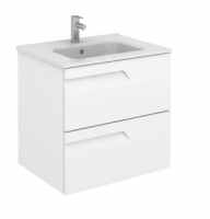 Royo Vitale 600mm Slimline 2 Drawer Wall Unit and Square Ceramic Basin in Gloss White