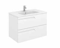 Royo Vitale 800mm 2 Drawer Wall Unit and Square Ceramic Basin in Gloss White
