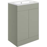 Shetland 615mm Floor Standing 2 Door Basin Unit & Basin - Matt Olive Green