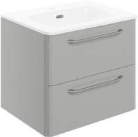 Gressingham 610mm 2 Drawer Wall Unit & Basin - Grey Gloss