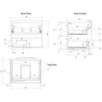 Pomeranian 900mm 2 Drawer Wall Hung Basin Unit Inc. Basin - Matt Grey
