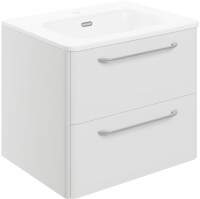 Gressingham 610mm 2 Drawer Wall Unit & Basin - White Gloss