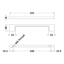 Nuie Brushed Bronze 223mm D Handle