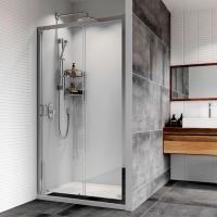 Vantage 2000 Brushed Brass Sliding Shower Door 1200mm - Easy Clean