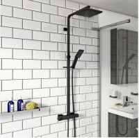 Nero Black Square Thermostatic Dual Shower Head - Scudo