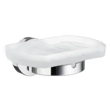 Smedbo Home Frosted Glass Soap Dish with Chrome Holder