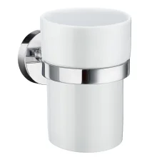 Smedbo Home Porcelain Tumbler with Chrome Holder