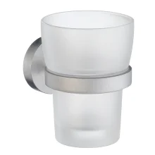 Smedbo Home Frosted Glass Tumbler with Brushed Chrome Holder