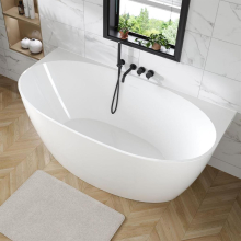 Beaufort Harlton 1590 x 740 White Back To Wall Freestanding Bath