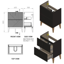 Merchtem 615mm Matt Pink Floor Standing Vanity Unit