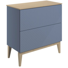 Herve 810mm Matt Smoke Blue Vanity Unit with Maple Oak Effect Worktop