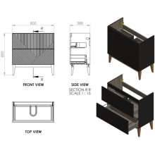 Herve 610mm Matt Graphite Grey Vanity Unit with Maple Oak Effect Worktop