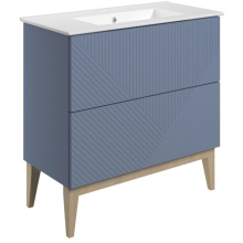 Herve 815mm Matt Smoke Blue Unit with Ceramic Basin