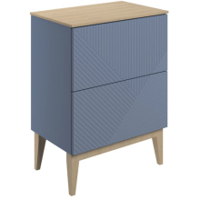 Herve 610mm Matt Smoke Blue Vanity Unit with Maple Oak Effect Worktop