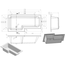 Tissino Lorenzo Reinforced Shower Bath RH - 1700 x 700mm