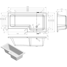 Hook DOUBLECAST L Shape 1700x850 LH Shower Bath Pack