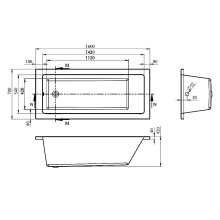 Hook Square 1500 x 700mm Single Ended Bath