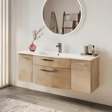 Icarus Straight LED 600 White Wall Hung Bathroom Vanity Unit & Basin