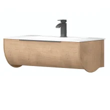 Icarus Round LED 900mm Natural Oak Wall Hung Vanity Unit & Basin