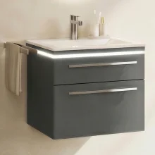 Icarus Straight LED 600 White Wall Hung Bathroom Vanity Unit & Basin