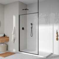 Abacus Walk In Shower Screen 900mm With Brushed Bronze Hinged Return 350mm