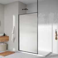 Roman Liberty 957mm Fluted Privacy Glass Wetroom Panel - Matt Black Frame