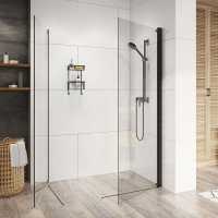 Nuie 1400 Matt Black Walk In Shower Screen