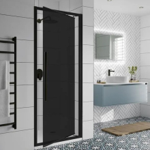 Jaquar Inswing Shower Door 900mm - Black Frame - Black Glass