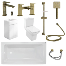 Kubix Full Bathroom Suite By Jaquar In Antique Bronze With 500 Gloss Square Vanity Unit  