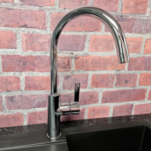 Jeroni Horizontal 2 Handle Brushed Nickel Kitchen Sink Mixer Tap - Francis Pegler