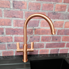 Jeroni Swan 2 Handle Antique Brass Kitchen Mixer Tap - Francis Pegler