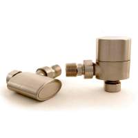 DQ Jupiter Manual Angled in Brushed Nickel Radiator Valves