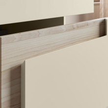 Jux Wall Hung 2 Drawer Basin Unit & White Basin 815mm - Matt Cotton & Oak Effect