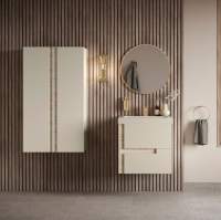 Jux Wall Hung 2 Drawer Basin Unit & Co-ordinating Basin 605mm - Matt Cotton & Oak Effect