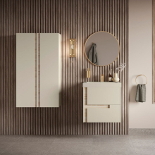 Jux Wall Hung 2 Drawer Basin Unit & Co-ordinating Basin 805mm - Matt Cotton & Oak Effect