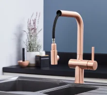 Lancia Tirare Brushed Nickel Spring Neck Mixer Tap with Pull-Out Spray