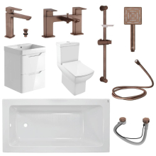 Kubix Full Bathroom Suite By Jaquar In Antique Copper With 500 Gloss Wall Hung Vanity Unit   