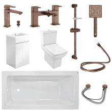 Kubix Full Bathroom Suite By Jaquar In Antique Copper With 500 Gloss Square Vanity Unit  