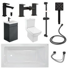 Kubix Full Bathroom Suite By Jaquar In Black Matt With 500 Matt Anthracite Square Vanity Unit