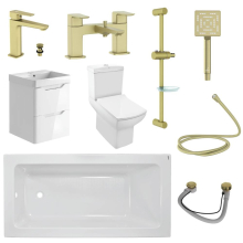 Kubix Full Bathroom Suite By Jaquar In Brass Matt With 500 Gloss Wall Hung Vanity Unit  