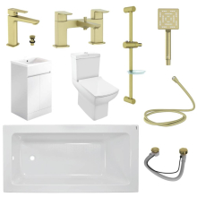 Kubix Full Bathroom Suite By Jaquar In Brass Matt With 500 Gloss Square Vanity Unit  